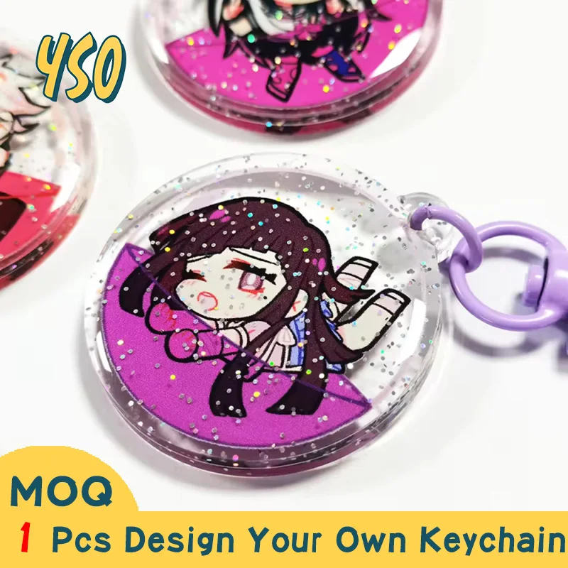 YSO CNC Diamond Cut Acrylic Key Custom Cute Delicacy Fashion Movie Hot Sale Two-Sided Glitter Charms