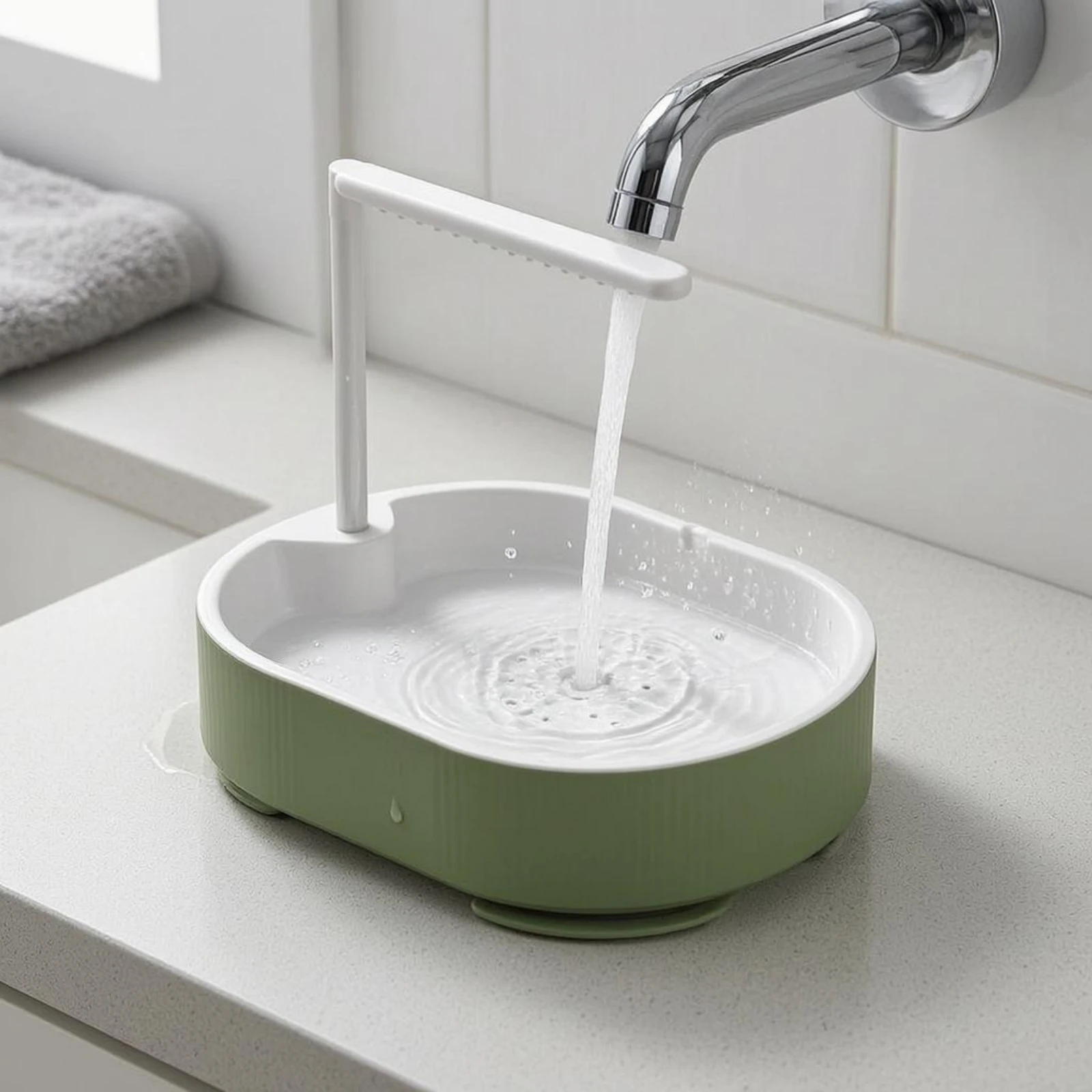 Parrot Bath Basin Green and White Bird Shower Bath Parrot Bathtub Plastic Pet Accessory Transparent view 3