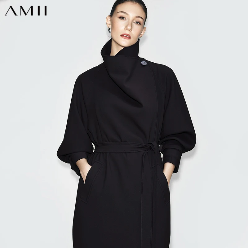 Amii Trench Coat 2026 Autumn New Commuter Drop Shoulder Sleeves Trench Jacket Women's Anti-wrinkle Belt Loose Coats 12611027