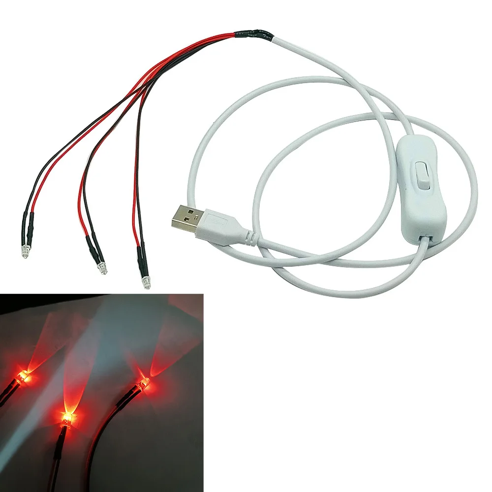 LED USB port with wired light group atmosphere night light manual light source red, green, blue and white light