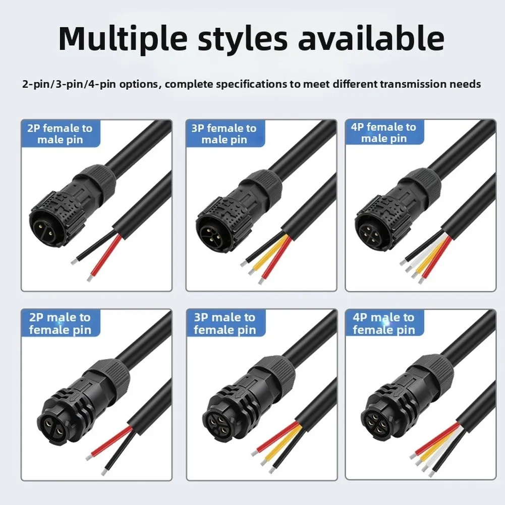 Black Waterproof Circular Connector Nylon Body Push Pull Connector Self-locking Connector IP67 Waterproof Rating