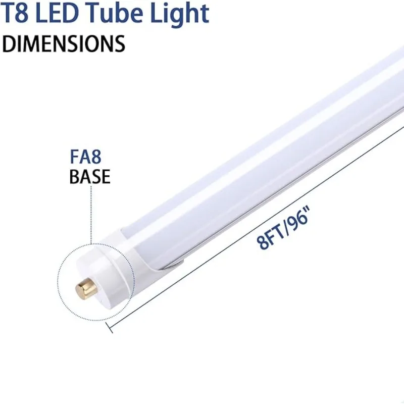 8FT LED Tube Light, T8 8FT LED Bulbs 45W 5000K Daylight White FA8 Base LED Tube Lights, Fluorescent Light Bulbs Replacement