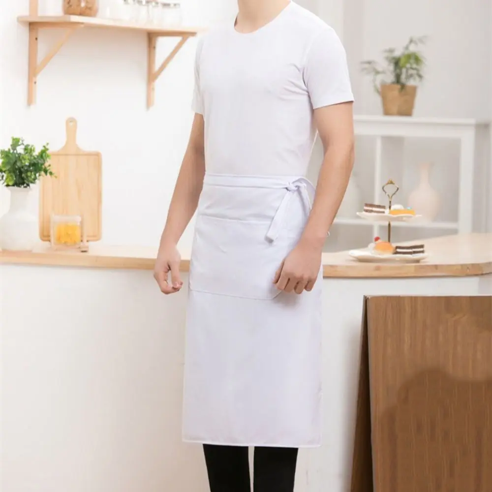 Demi-tablier antisalissure, Design à lacets, uniforme de Chef de couleur unie avec poches, tablier de cuisine unisexe, utilisation en cuisine