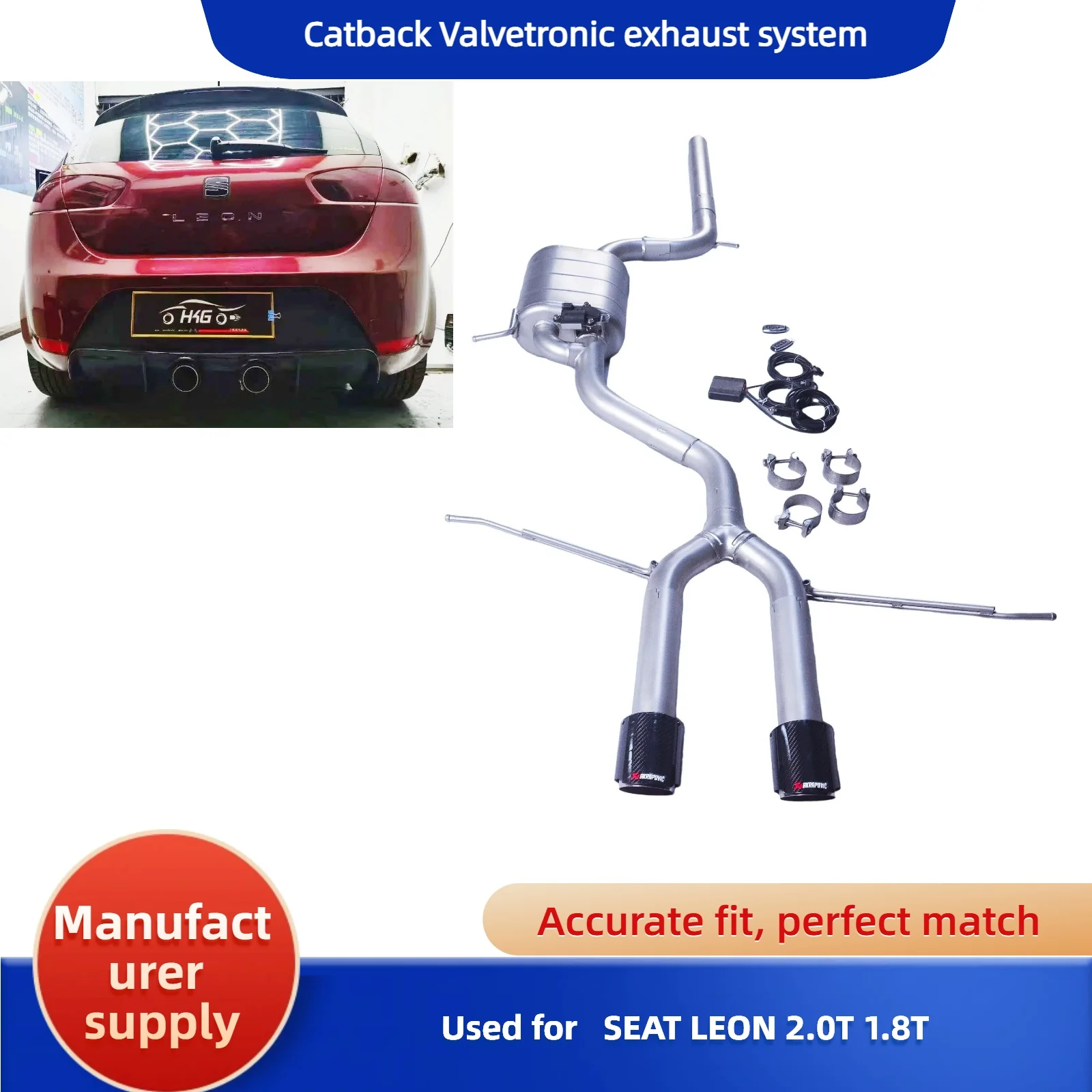 

For Suitable SEAT LEON 2.0T 1.8T SUS304 Pipe Catback Valvetronic Exhaust System Muffler