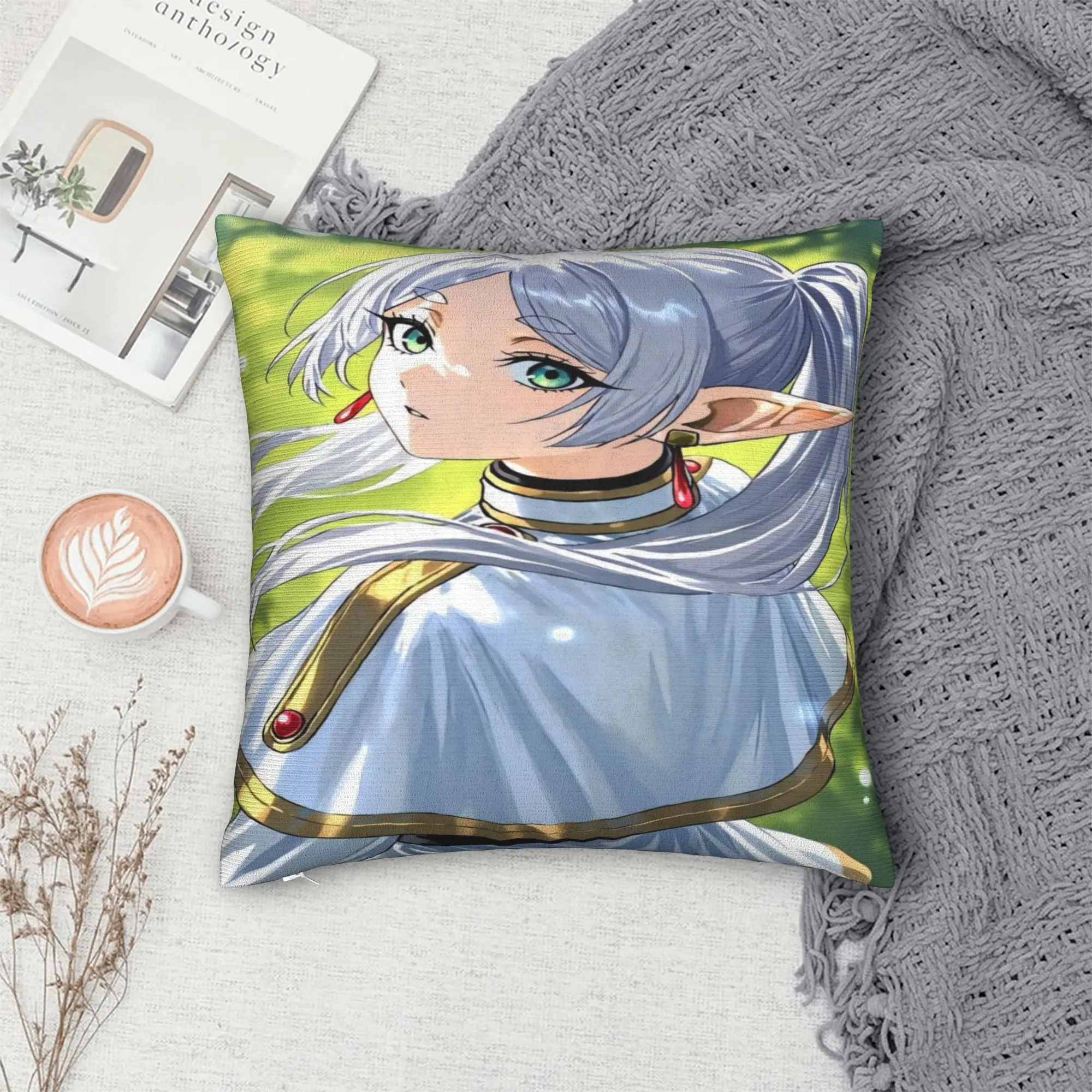 Frieren Beyond Journeys Pillowcases  Morden Pillow Case For Sofa Couch Bed Living Room Graphic Pillow Cover