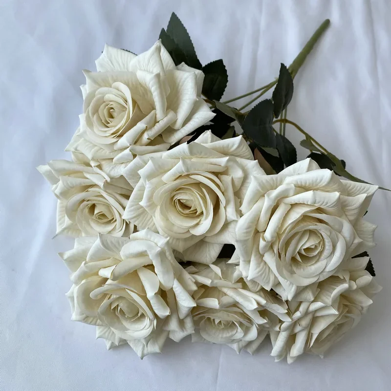 41CM 7 Forks Silk Screen Diamond Rose Artificial Flower Wedding  Living Room Decoration Road Guide Bouquet, Artificial Flower