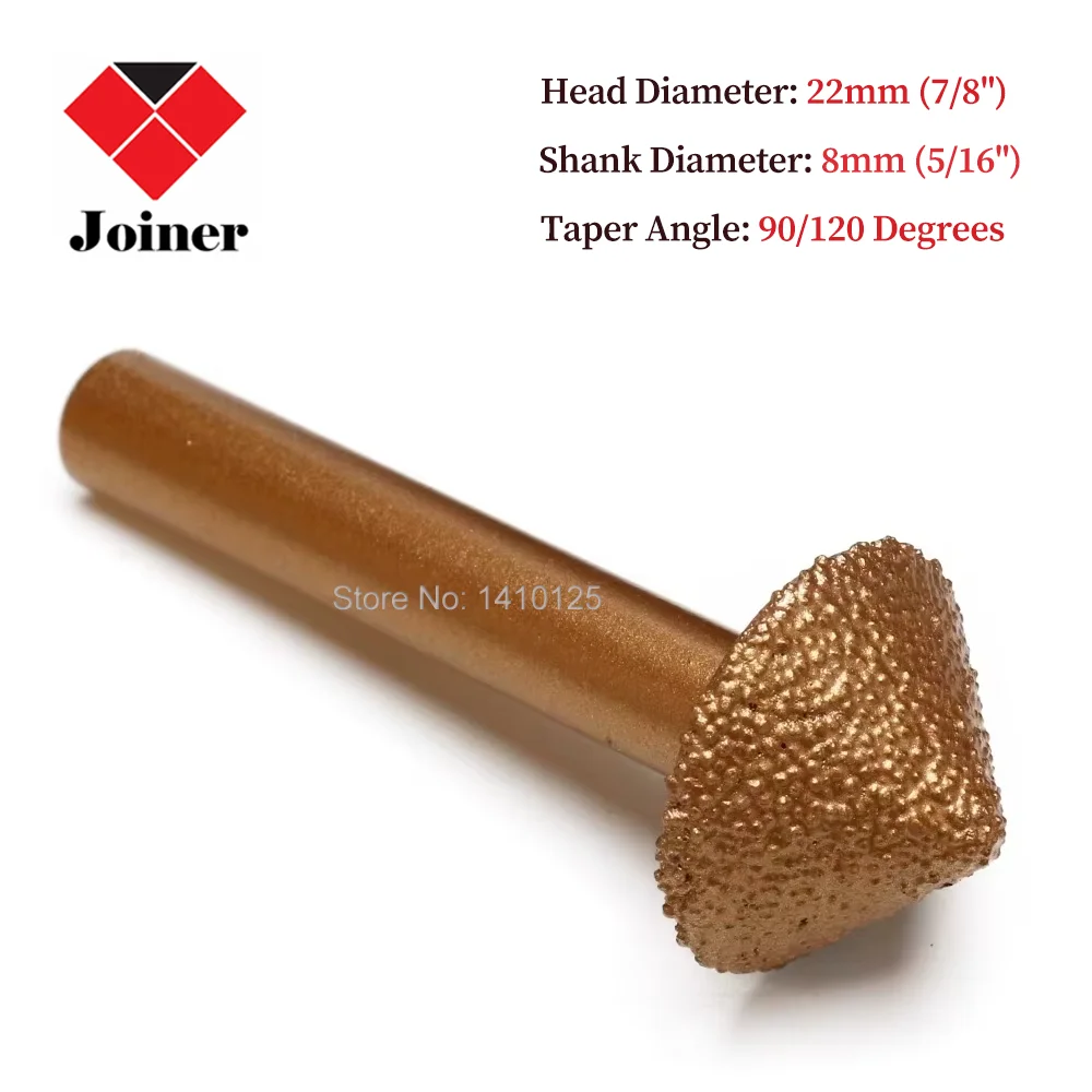 

22 мм 7/8 дюйма, 90, 120 градусов, паяная алмазная фреза с ЧПУ, борфрезы, зернистость 46 для резьбы, гравировки камня, гранита