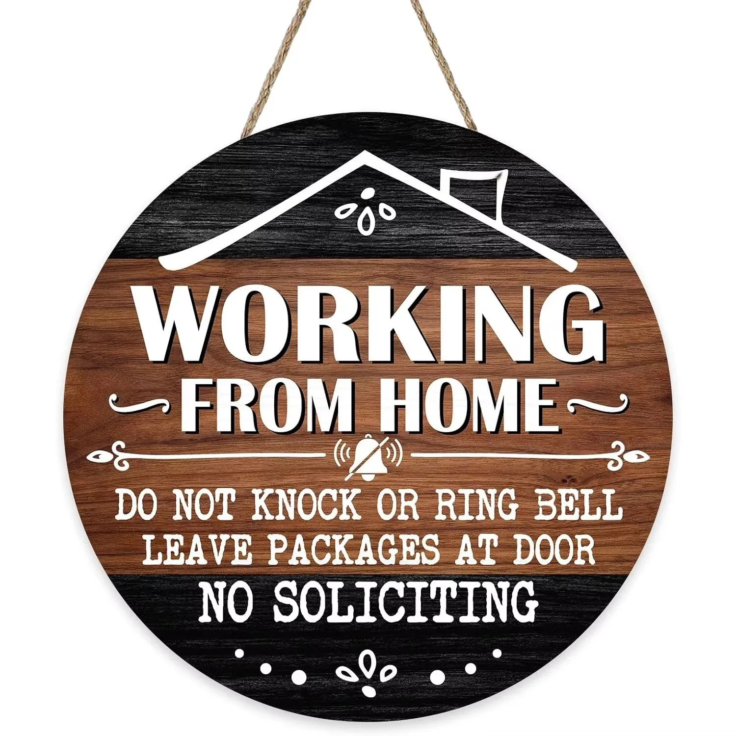

No Soliciting Front Door Sign, Working From Home Wood Door Hanger Outdoor Outside Porch Decor, Please Do Not Knock Farmhouse