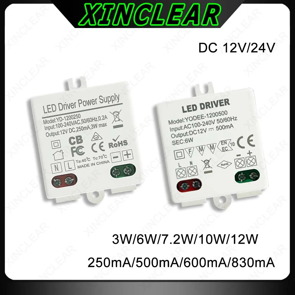 3W 6W 7W 10W 12W LED Driver DC12V 24V Lighting Transformer 250mA 500mA 600mA 830mA 1000mA For LED Light Strip Power Supply