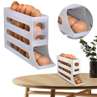 4-Tier Egg Storage Box Automatic Scrolling Egg Rack Holder Egg Basket Container Organizer Rolldown Refrigerator Egg Dispenser