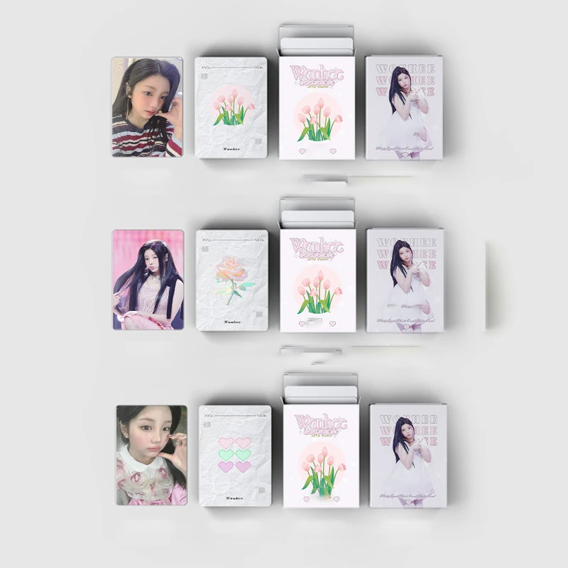 50PCS KPOP ILLIT Laser Card WONHEE Personal 3-inch Photo Card LOMO Card Coated Paper Card Magnetic Album Fans Collection Gifts