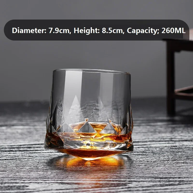 Novel Creative Thick Crystal Whiskey Tumbler Glass Spinning Tops Design Hammer Glasses Of Wine Brandy Cup Wineglass