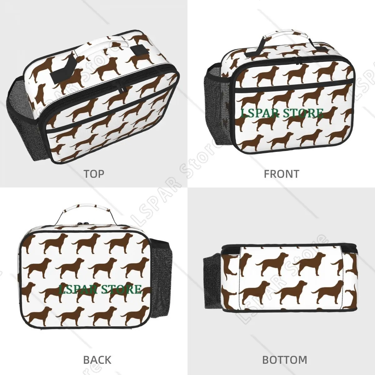 Chocolate Labrador Retriever Dog Silhouette(s) Insulated Lunch Bag for Women Children Food Boxes Thermal Lunch Box Tote