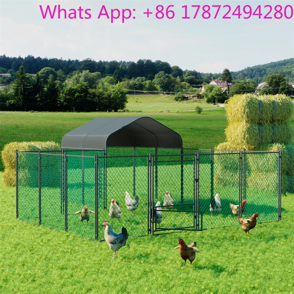 Corral para pollos, gallinero, jaula, corral de acceso libre, gallinero metálico para aves de corral y conejos con protección UV impermeable