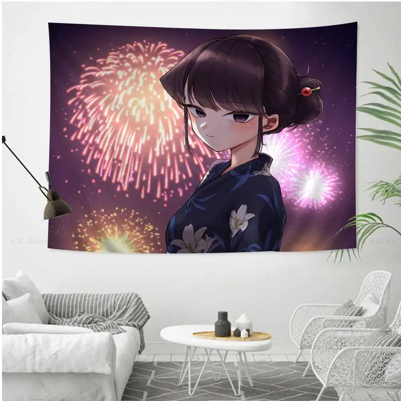 Japanese Komi Shouko Komi-san Anime Hippie Hanging Kawaii Tapestry Wall Aesthetics Artwork Decoration Home Room Background