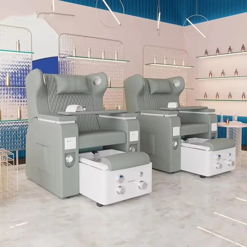 

Grey Blue Luxury Multifunctional Pedicure Spa Massage Chair For Nail Salon With Electric Massage Manicure Foot Spa Chair