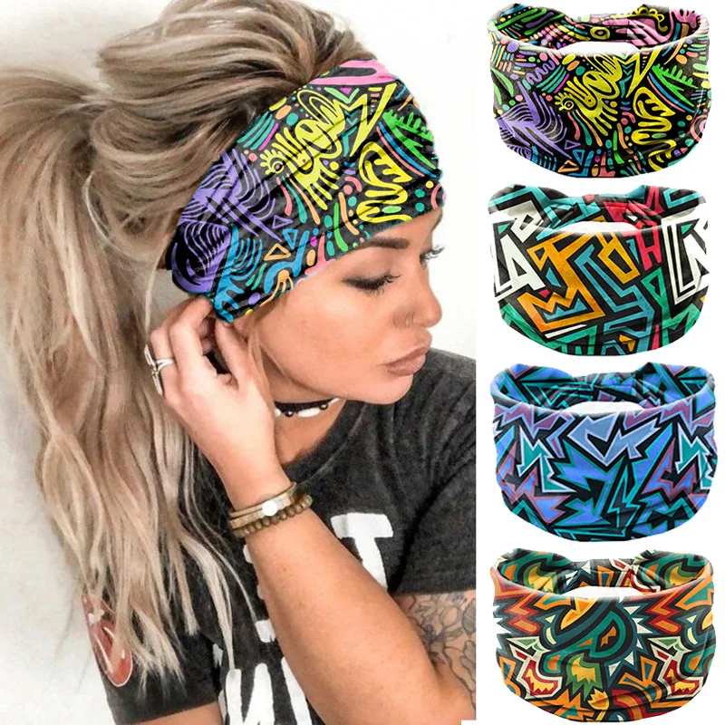 

African printed headband, Bohemian headscarf, elastic women's sports yoga headband, wide brimmed headband, hair accessories