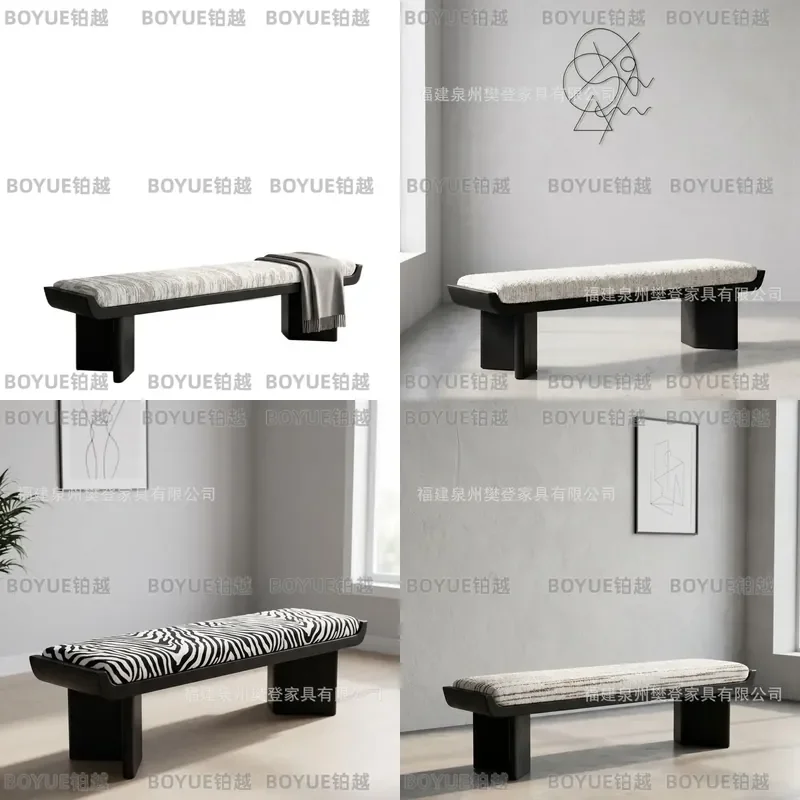 Solid Wood Bedside Stool Retro Entryway Bench Shoe Changing Seat Home Decor Furniture Living Room Bedroom End Table Accent