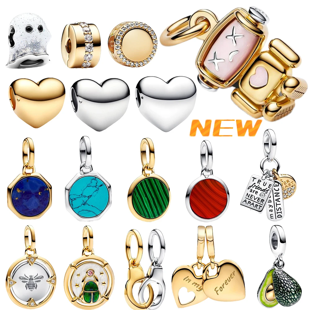 2024 New Spinnable Face Robot Apple Scarab Beetle Medallion Avocado Friendship Opalescent Double Dangle Charm Dropshippring