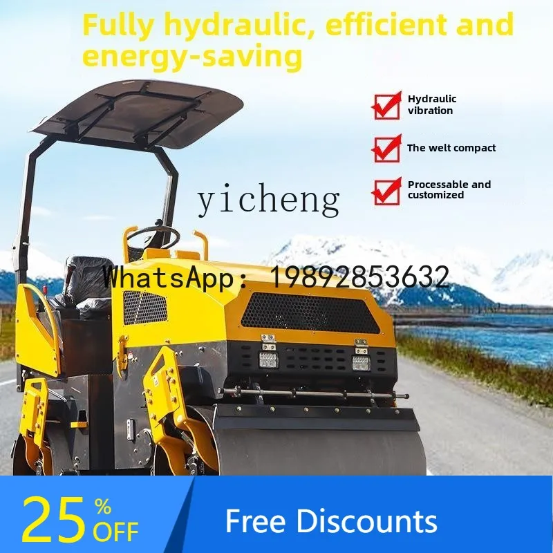 O2-10 Hand-held ride-on single and double steel wheels 1 ton miniature vibrating lawn asphalt compactor