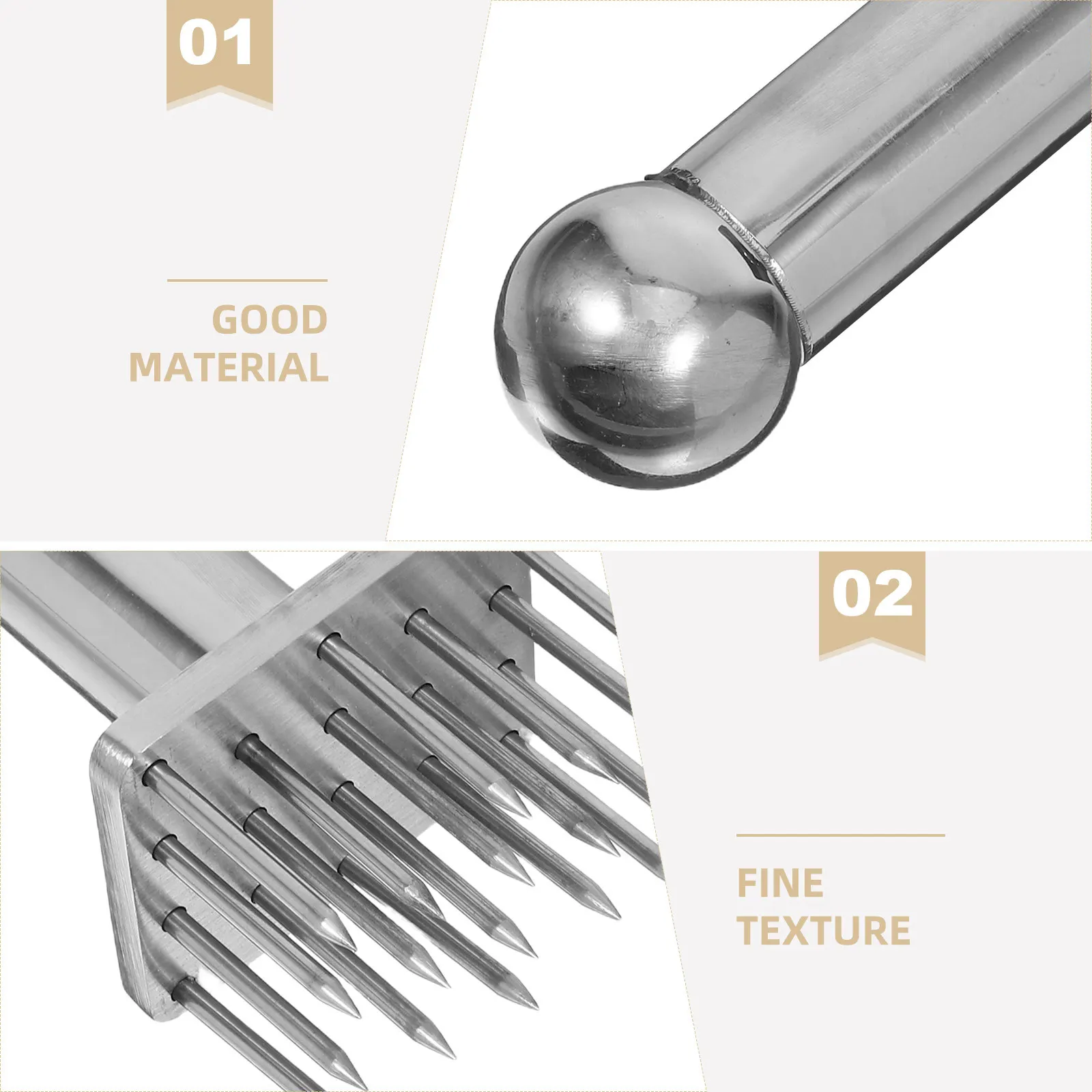 Stainless Steel 18-Pin Meat Tenderizer Metal Mallet Kitchen Tool Pork Insertion Meat Loosening Easy Clean Kitchen Supplies