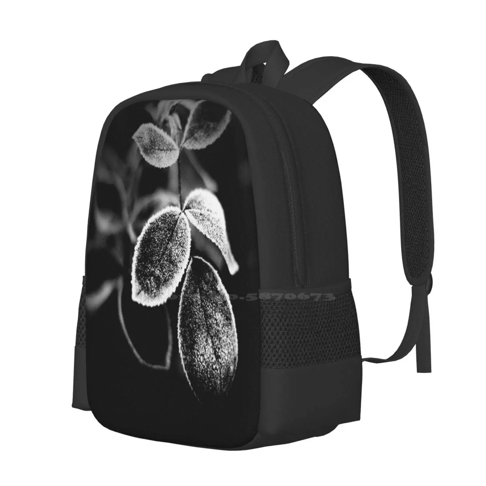 _ Baby , It'S Cold Outside _ School Bags For Teenage Girls Laptop Travel Bags Winter Leaves Cold Bw Leaf Monochrome Frost