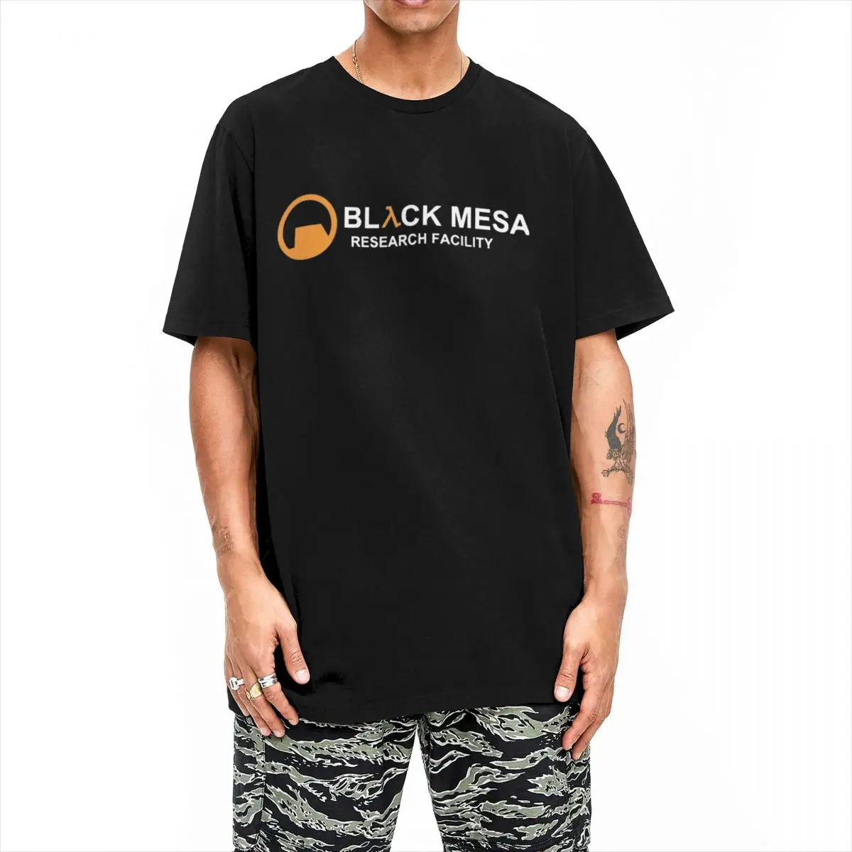 Streetwear T Shirt Black Mesa Logo 100% Cotton T-Shirt Halfed Game Life Cool Hippe Tee Shirt for Couple Summer Short Sleeve Tops