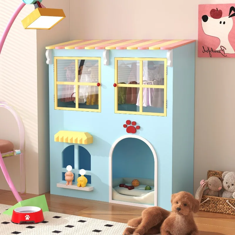 Pet dog large villa indoor semi-closed cat nest combination of upper cabinet and lower nest