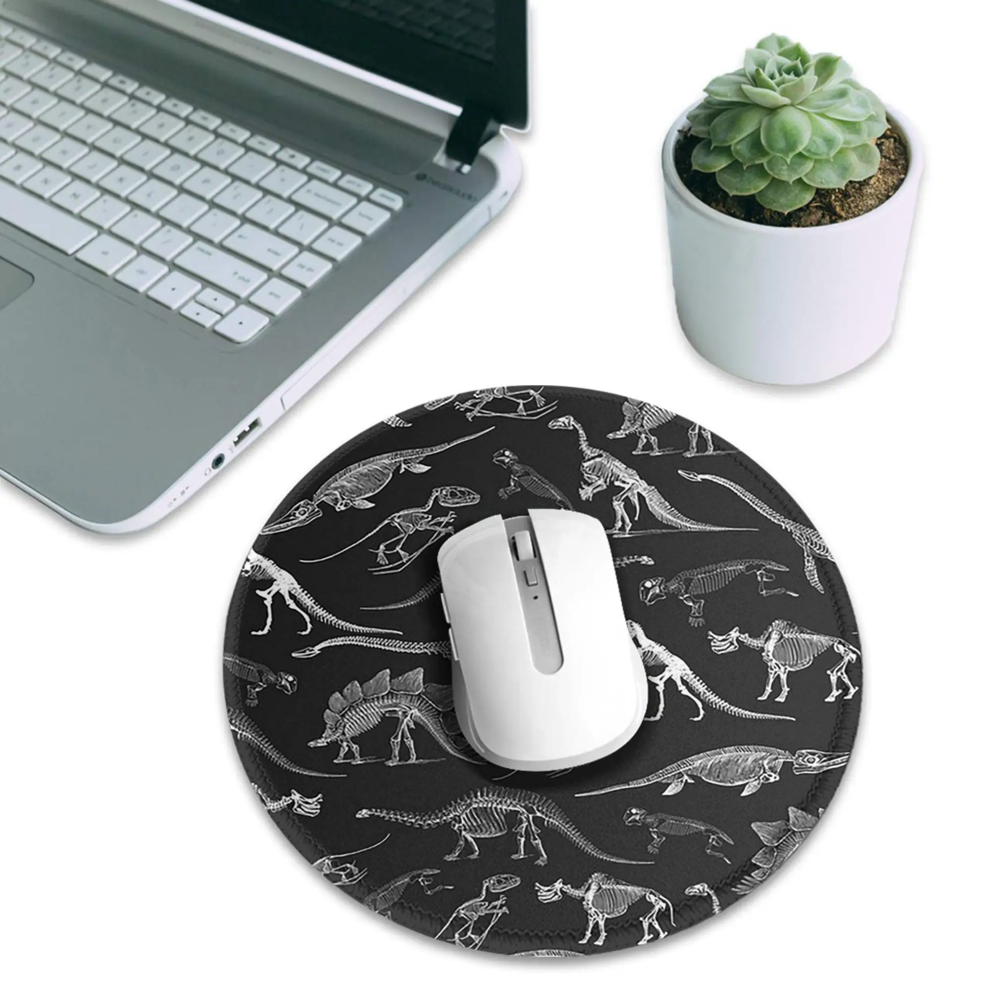 Classic black white dinosaur skeleton fossils Mouse Pad Computer Keyboard Mouse Mat Gaming PC Laptop Desk Mat Office Table Mats