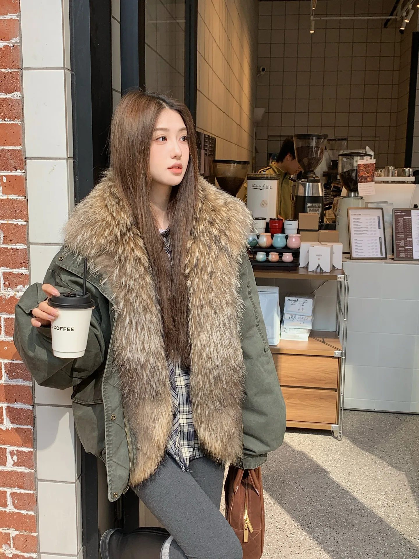 

Mouya Detachable Fur Collar ort down Jaet Women's Winter Coat 90 Goose down Warmth Outerwear Casual Long Sve