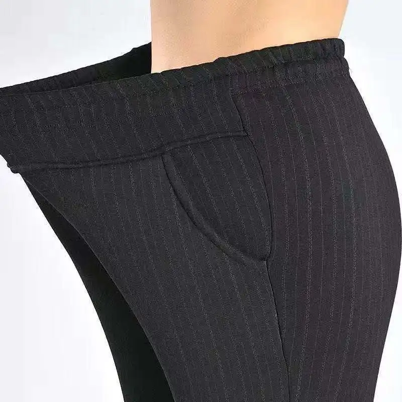 Pantalones rectos de cintura alta elásticos transpirables para mujer, pantalones casuales sueltos con bolsillos sólidos, primavera y verano