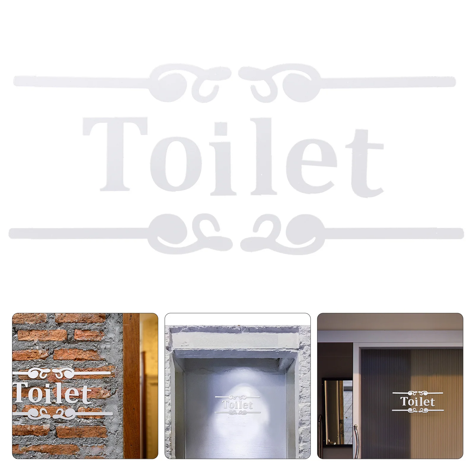 

2Sets 3D Wall Sticker Bathroom Sign Modern Self Adhesive Restroom Decoration Durable Easy Clean Bathroom Identification Signs