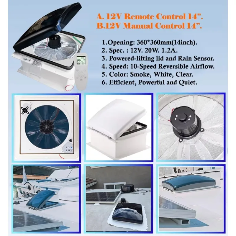 RV 부품 액세서리 캠퍼카 RV 지붕 환풍기 팬 해치 트레일러 환기 12v