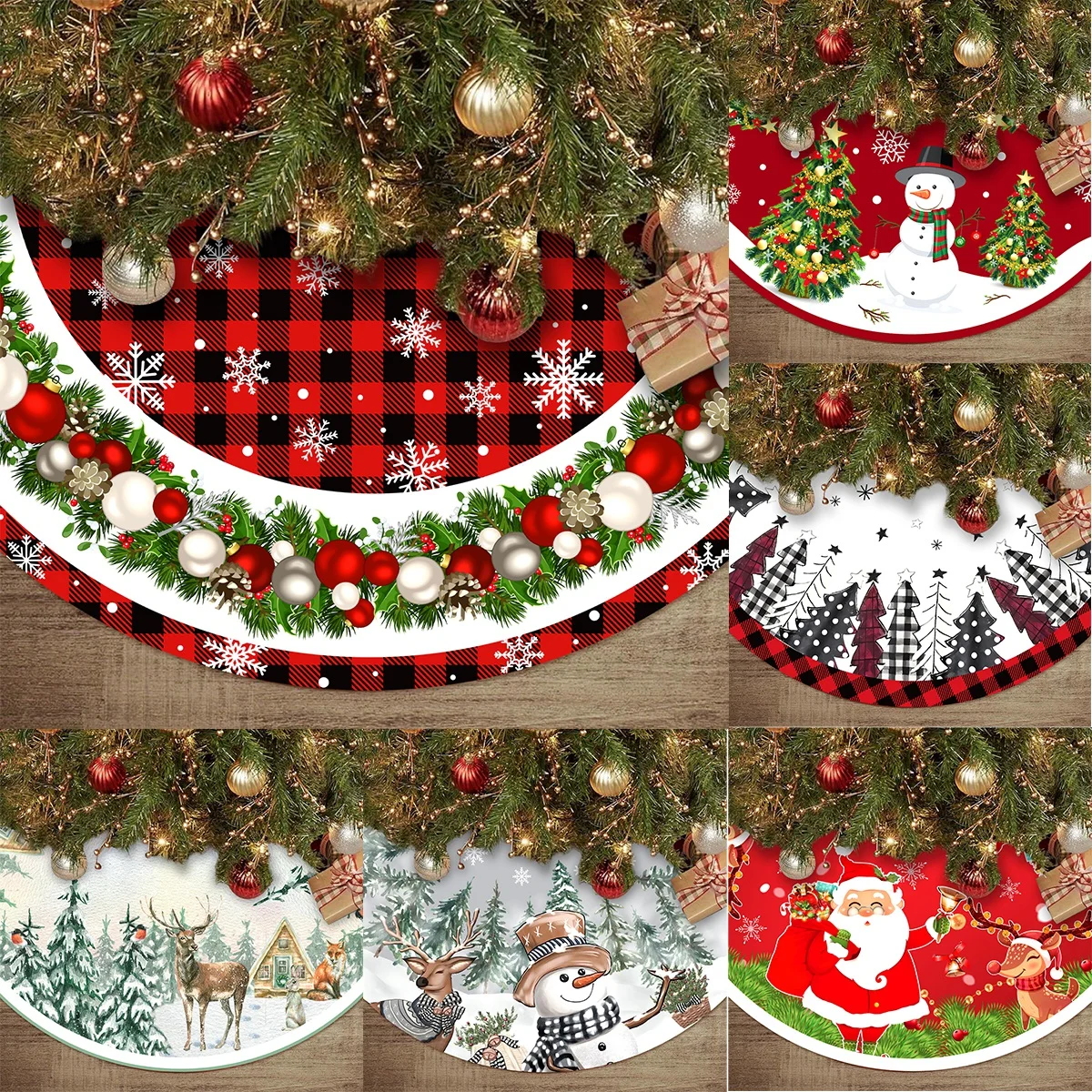 90/120cm Christmas Tree Skirts Plush Mat Christmas Decor for Home 2024 Tree Surround Base Mat Xmas Ornament New Year Gift 2025