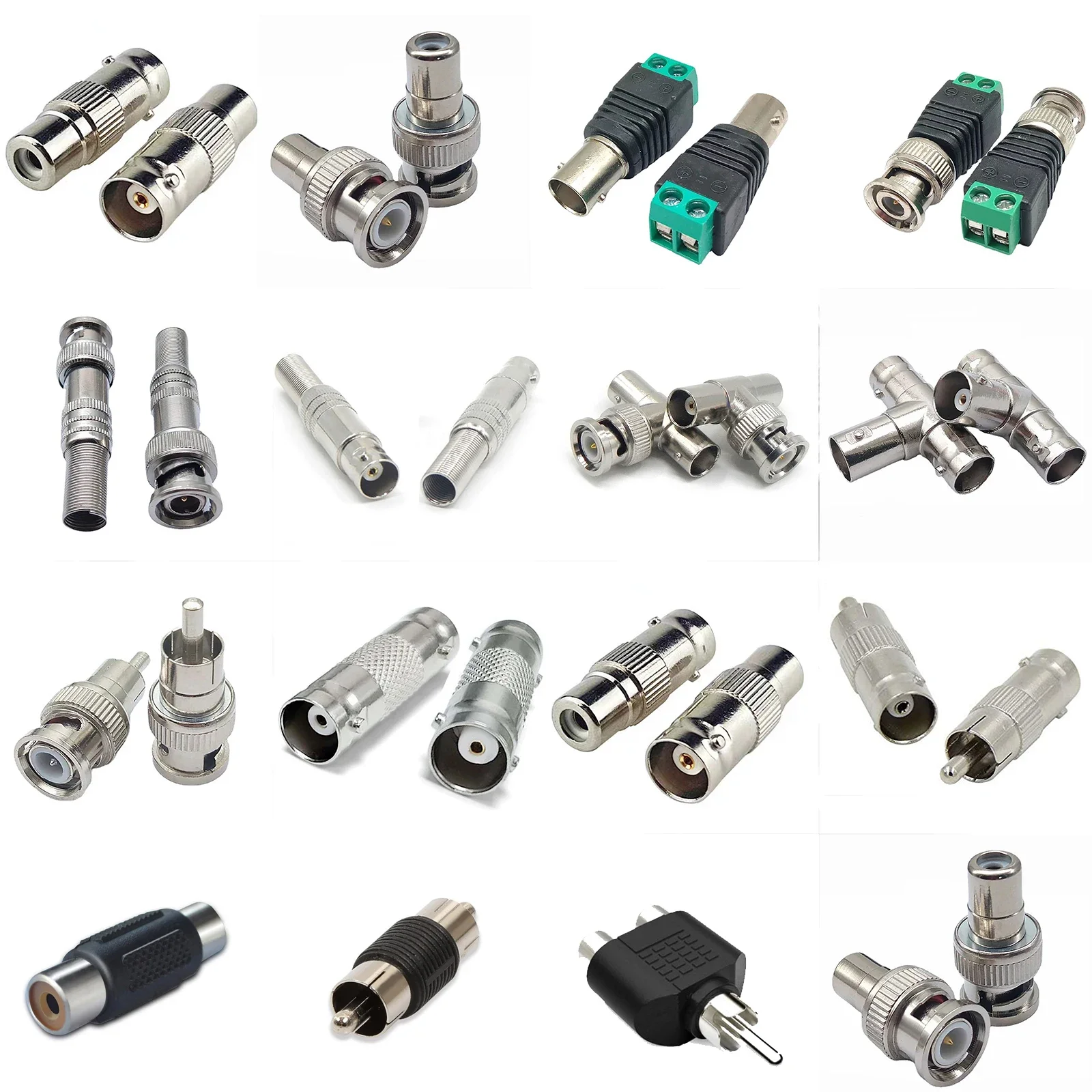 4Pcs Conversion Connector Coax BNC Adapter Solderless RCA Video Plug for CCTV Camera Monitoring Radio Antenna Video Application