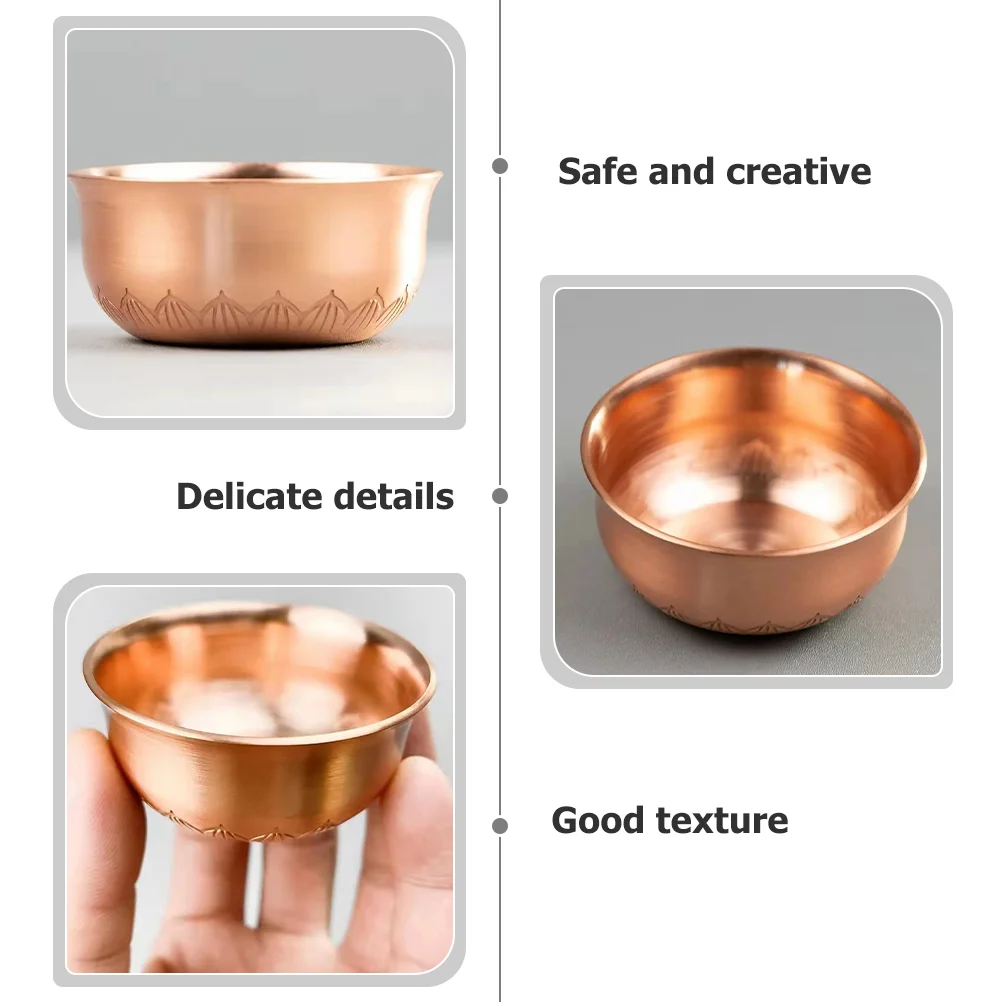 Set Cup Copper Teacup Gold Decor Tabletop Offering Worship Bowl Delicate Exquisite images - 6