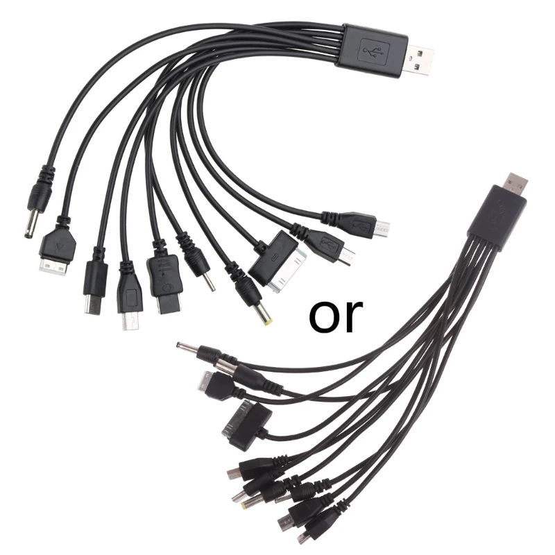 Universal Multi Plug USB Cable USB Adapter Cable Data Wire Cord 10 in 1