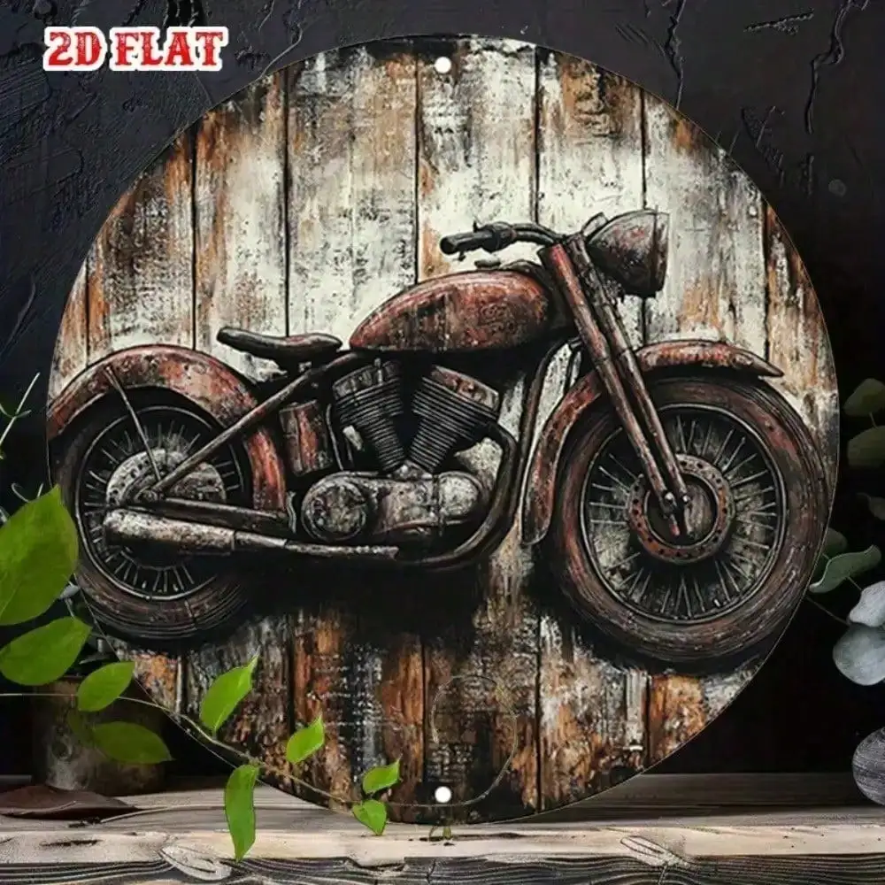 CIFBUY 7.8 Inch Retro Motorcycle Tin Sign Vintage Metal Wall Art Rustic Man Cave Garage Cafe Decor