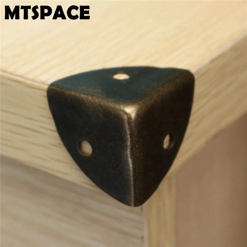 MTSPACE 4pcs/Set 40mm Iron Decorative Antique Jewelry Wine Gift Box Wooden Case Corner Protector Guard Decorate Desk With Screws
