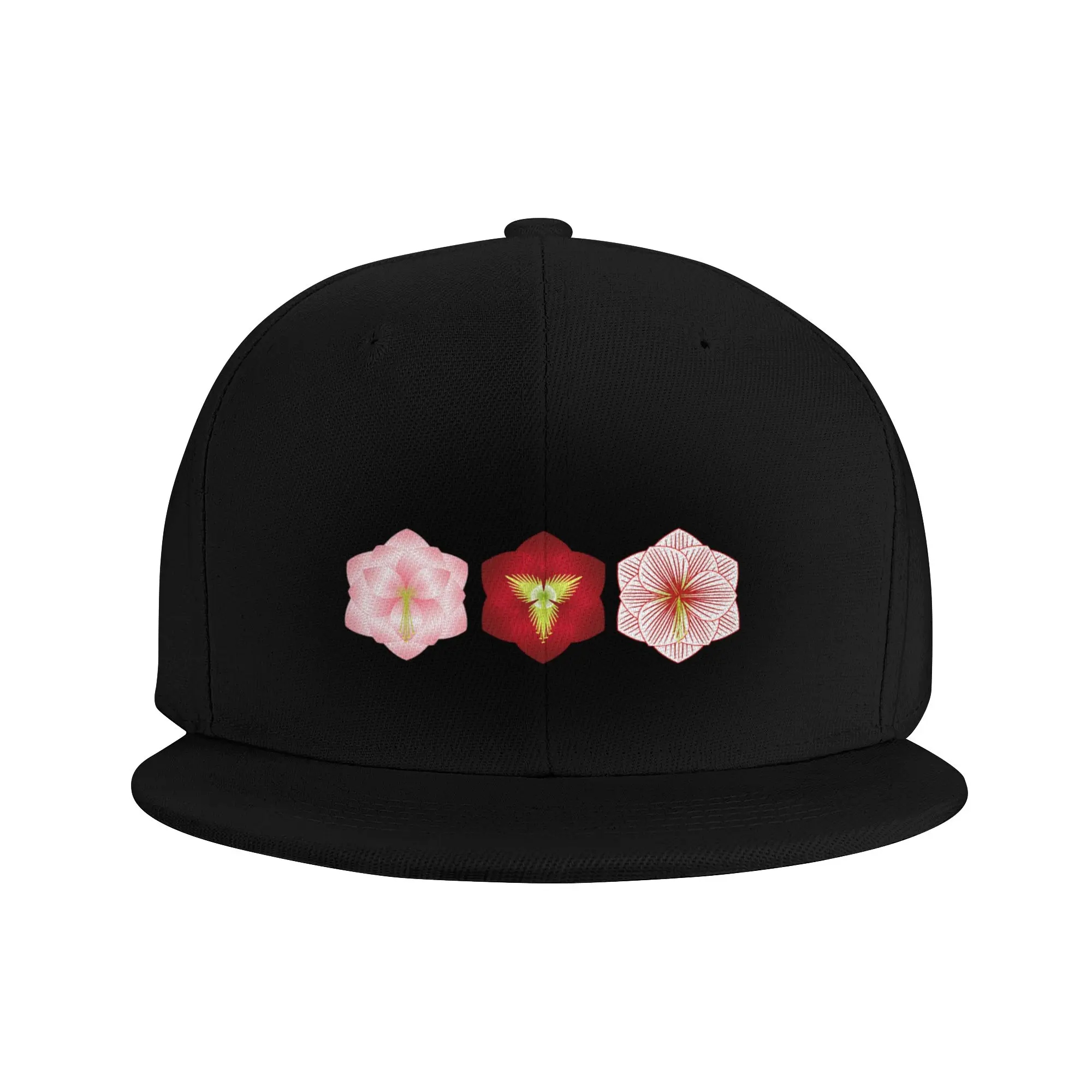 Fashion Amaryllis Pattern - Burgundy Flat Brim Sun Hat  Students Brand Cap
