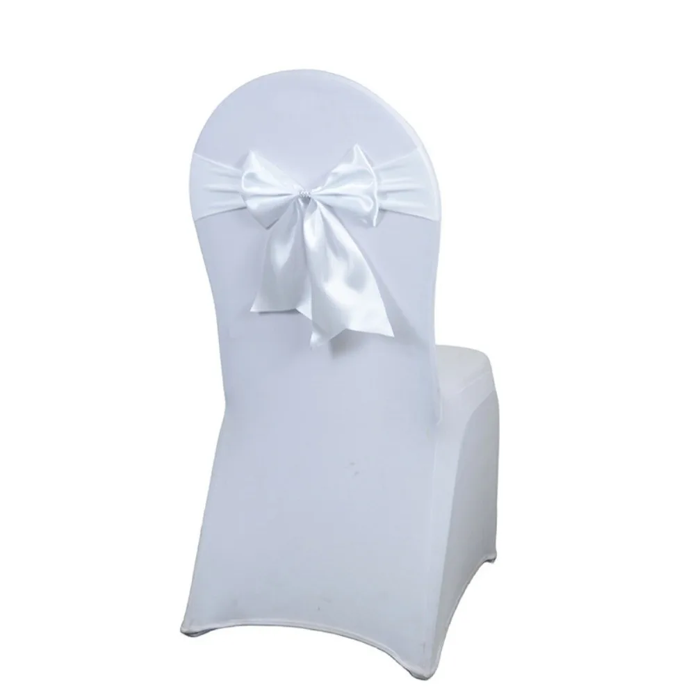 Bows Chair Back Bow Decorative Belt Ready Made Ties Fastening Satin Chair Sashes Elastic Band Chair Cover Decors