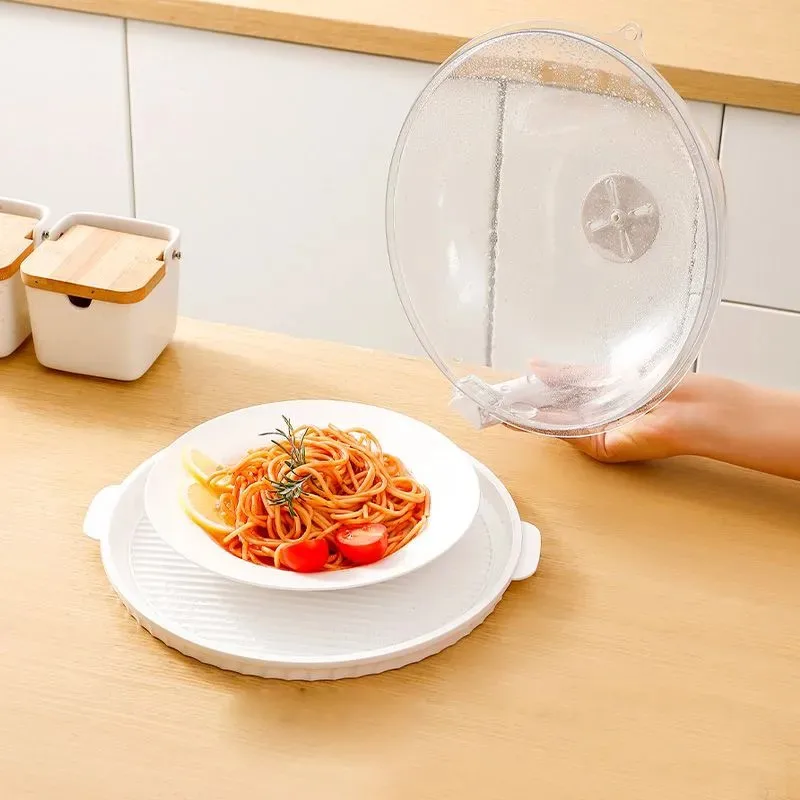 Microwave Oven Cover With Multi-purpose Extended Heat-resistant Handle Chassis Splash Guard Tray Cover Microwave Heating ZI261