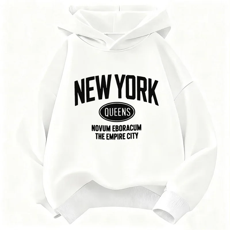 Kinder New York Queens Kapuzenpullover mit Buchstabenmuster, langärmelig, für Jungen und Mädchen, Vintage-Look, Pullover, Kinder-Streetwear-Oberteile. – Detail 2