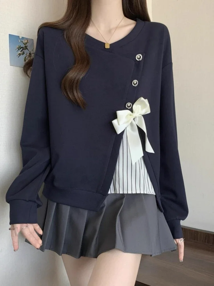 Jersey Retro falso de dos piezas para mujer, Top, ropa coreana, moda nueva en ropa Popular, tendencia 2025, sudaderas Emo Kpop para mujer