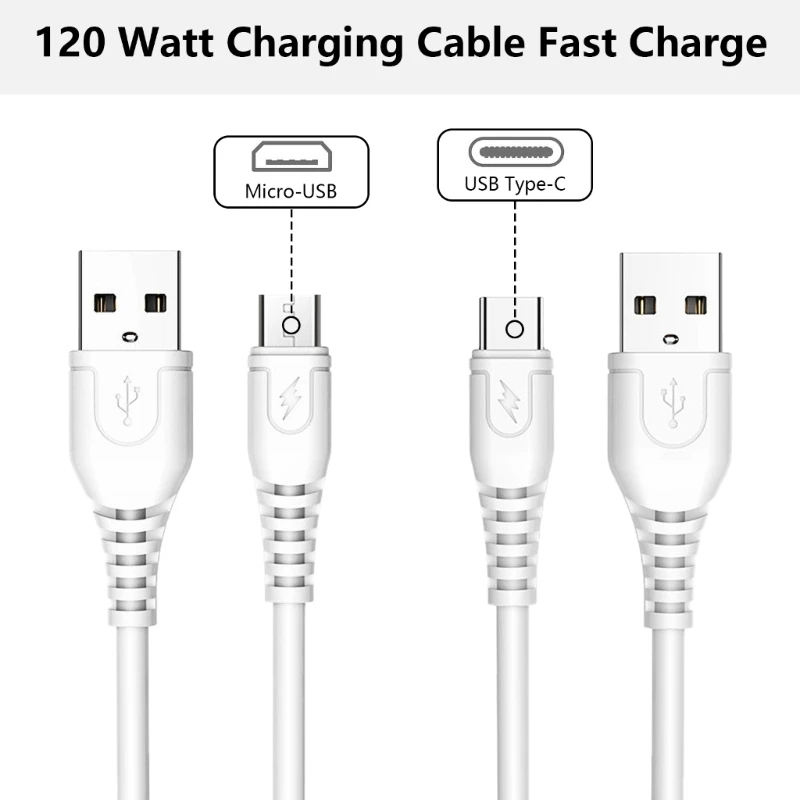 120W Large Power Charging Cable USB2.0 Fast Charging Cord Wire for Tablets Phones USB 5Pin/ Type C Quick Charging Data Cable