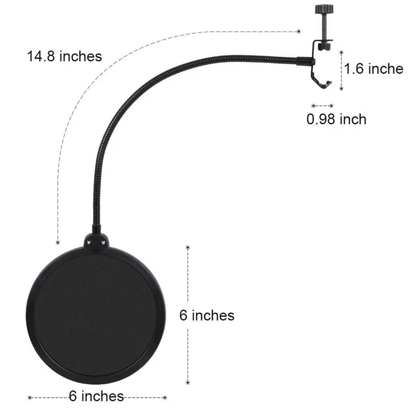 1 peça capa à prova de spray de metal preto + plástico microfone estúdio de gravação à prova de vento e anti-quebra capa de microfone