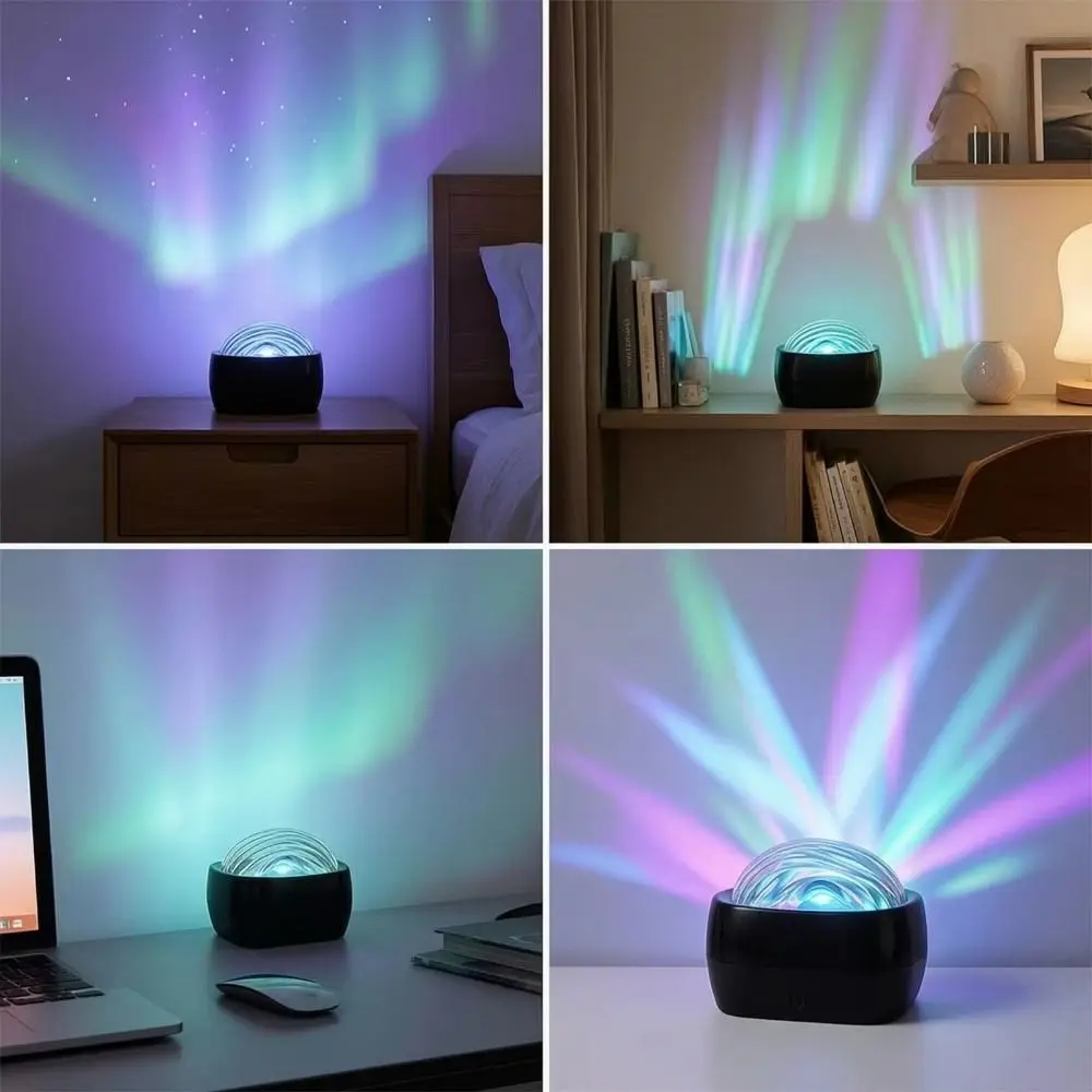LED Light Starlight Projector USB Powered Colorful Light Starry Sky Projector Water Ripple Effect Iridescent Light