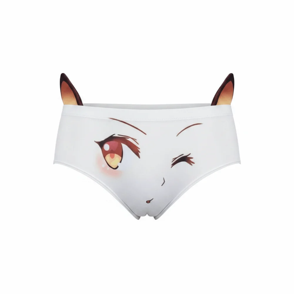 

Fashion 3D Ear Women Lingerie Comfortable Breathable Underwear Cute Face Printed Wrap Buttocks Briefs Women Girls