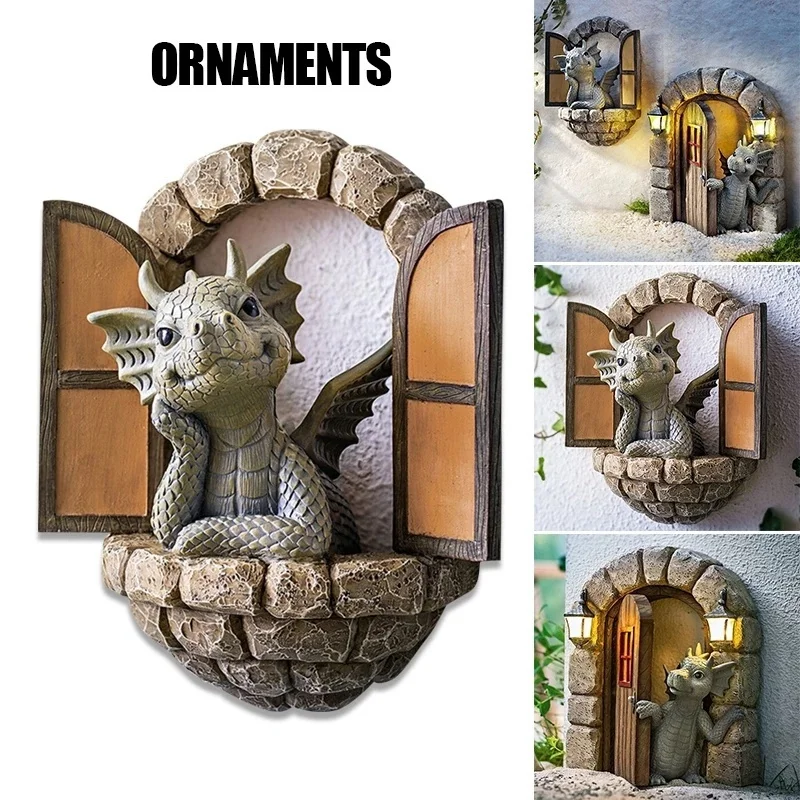 Estatua mini de dinosaurio de resina pensativa para jardín exterior - imagen 2