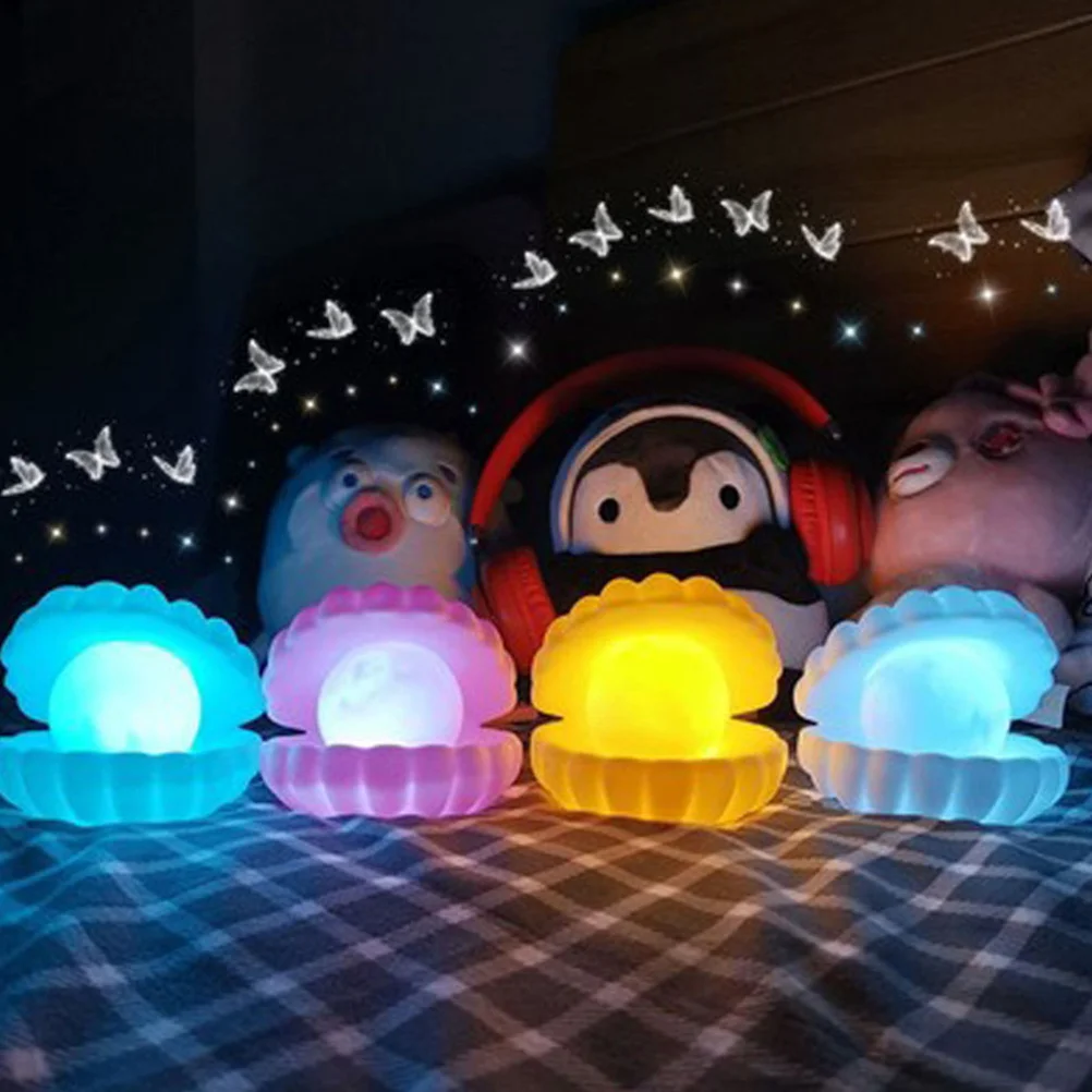 2 قطعة تصميم قذيفة مصباح الليل المدمجة فريدة من نوعها منضدية الزينة لفترة طويلة استخدام مصباح الليل سطح المكتب زخرفة منضدية الزينة